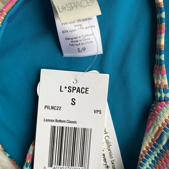 L*Space Blue Lennox Stripped Pattern Bikini Bottom Woman's Small - Picture 6 of 8
